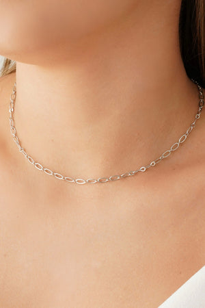 Choker Elos Ovais 3 mm Ródio Branco