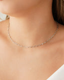 Choker Elos Ovais 3 mm Ródio Branco