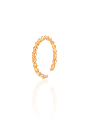 Anel Ajustável Torcido Tamanho M Banhado a Ouro 18K