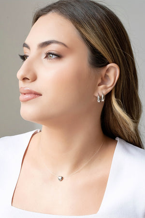 Choker Nylon Coração Liso 8 mm Ródio Branco