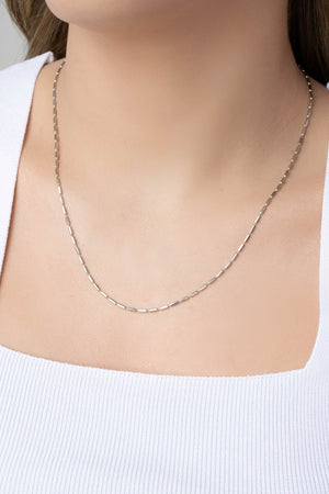 Gargantilha Canutilhos 1 mm Ródio Branco - 45 cm