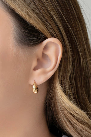 Brinco Argola Click Abaulada Lisa 1.6 cm Banhado a Ouro 18K