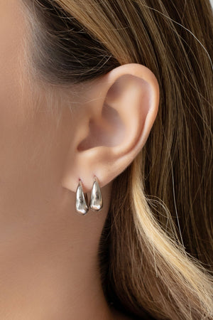 Brinco Argola Click Abaulada Lisa 1.6 cm Ródio Branco