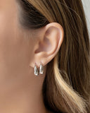 Brinco Argola Click Abaulada Lisa 1.6 cm Ródio Branco