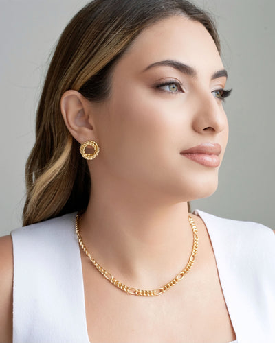 Choker Elos Detalhados 5 mm Banhado a Ouro 18K - 30 cm