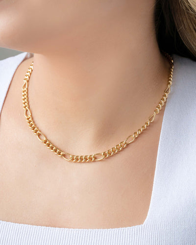 Choker Elos Detalhados 5 mm Banhado a Ouro 18K - 30 cm