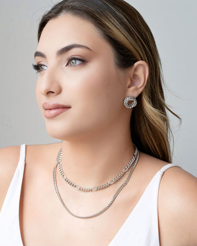 Choker Elos Detalhados Ródio Branco - 30 cm