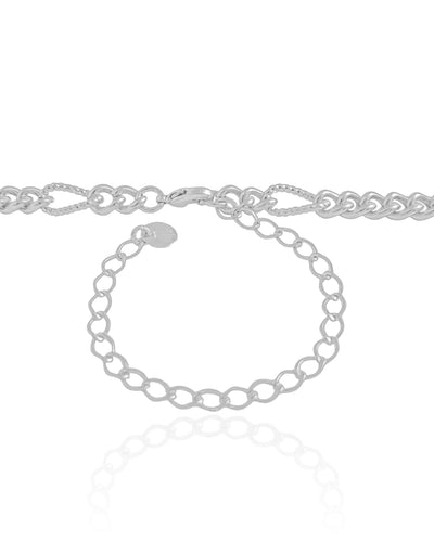 Choker Elos Detalhados Ródio Branco - 30 cm