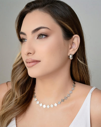 Choker Alhambra 10 mm Ródio Branco - 30 cm