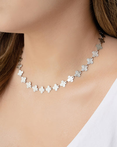 Choker Alhambra 10 mm Ródio Branco - 30 cm
