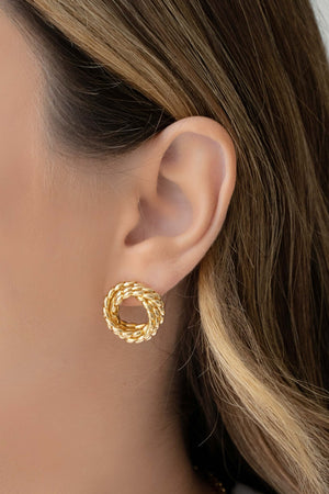 Brinco Torcido Entrelaçado 1.9 cm Banhado a Ouro 18K