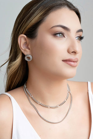 Brinco Torcido Entrelaçado 1.9 cm Ródio Branco