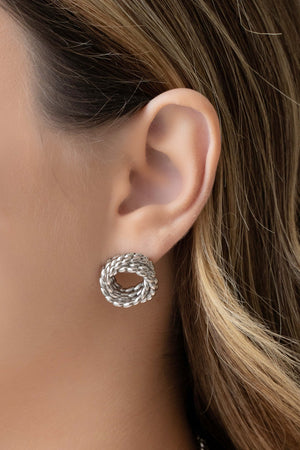 Brinco Torcido Entrelaçado 1.9 cm Ródio Branco