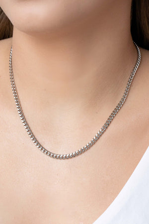 Gargantilha Grumet 4 mm Fecho Mosquetão Ródio Branco - 40 cm