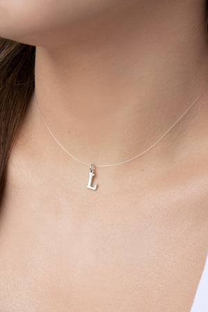 Choker Nylon Letra P Ródio Branco