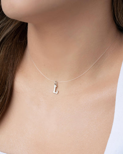 Choker Nylon Letra P Ródio Branco - 35 cm