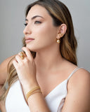 Anel Bolas Lisas Tamanho 12 Banhado a Ouro 18K