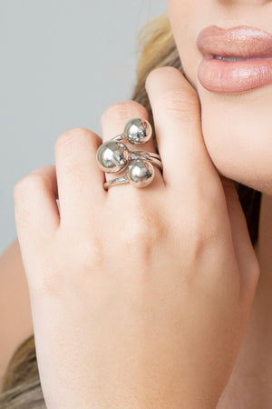 Anel Bolas Lisas Tamanho 12 Ródio Branco