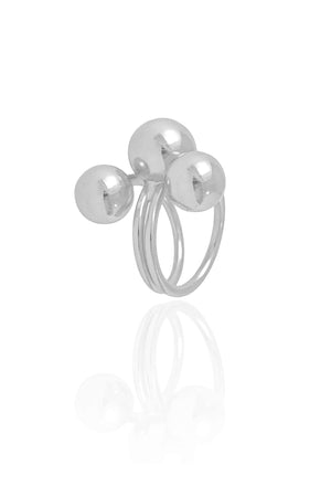 Anel Bolas Lisas Tamanho 12 Ródio Branco