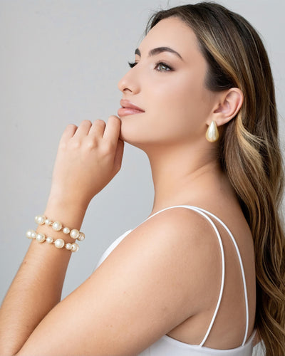 Brinco Gota Pérola 3 cm Banhado a Ouro 18K