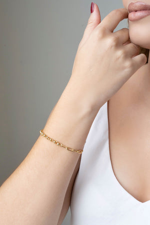 Pulseira Elos Bolinhas Lisas Banhado a Ouro 18K
