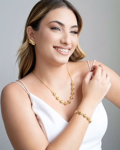 Colar Elos Spike 13 mm Banhado a Ouro 18K - 45 cm