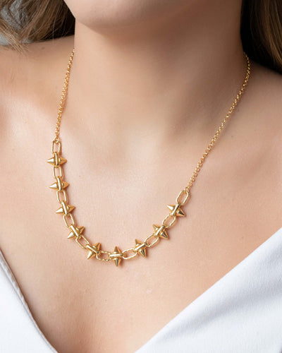 Colar Elos Spike 13 mm Banhado a Ouro 18K - 45 cm