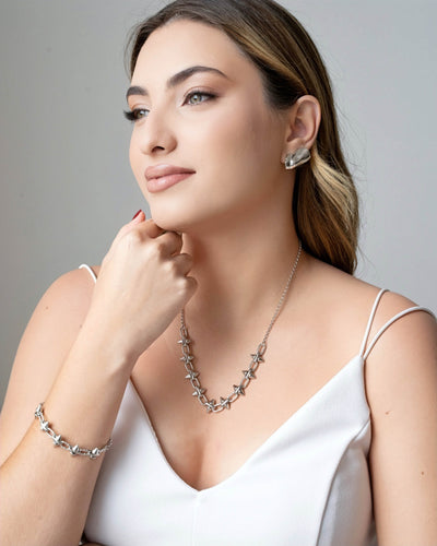 Ear Cuff Orgânico 2,5 cm Ródio Branco