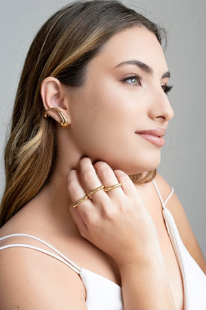 Ear Cuff Orgânico Banhado a Ouro 18K