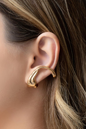 Ear Cuff Orgânico Banhado a Ouro 18K