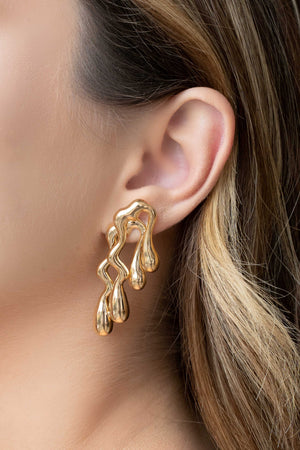Brinco Derretido Liso 5.2 cm  Banhado a Ouro 18K