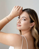 Ear Cuff Folha Navetes Cristal Banhado a Ouro 18K