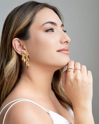 Anel Duplo Filetes Tamanho 16 Banhado a Ouro 18K