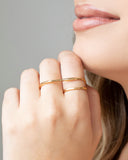 Anel Duplo Filetes Tamanho 18 Banhado a Ouro 18K