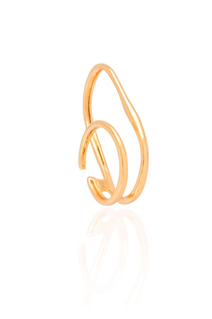 Anel Duplo Filetes Tamanho 18 Banhado a Ouro 18K