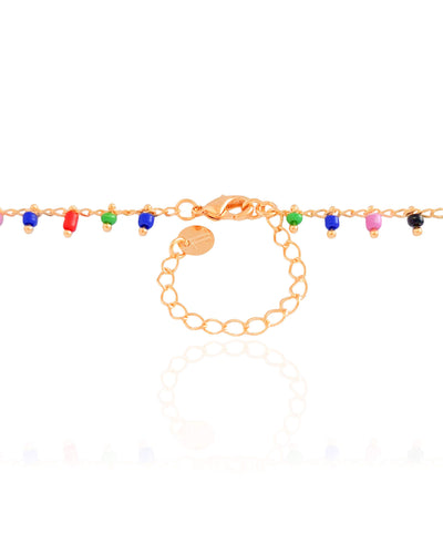 Choker Miçangas Coloridas 2 mm Banhado a Ouro 18K