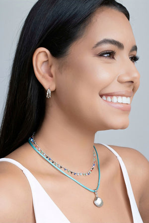 Choker Miçangas Coloridas Ródio Branco