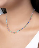 Choker Miçangas Coloridas Ródio Branco