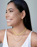 Gargantilha Pontos de Luz Coloridos Banhado a Ouro 18K - 45 cm