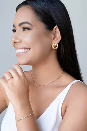 Choker Riviera Colorida 1.7 mm Banhado a Ouro 18K