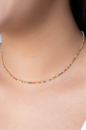 Choker Riviera Colorida 1.7 mm Banhado a Ouro 18K
