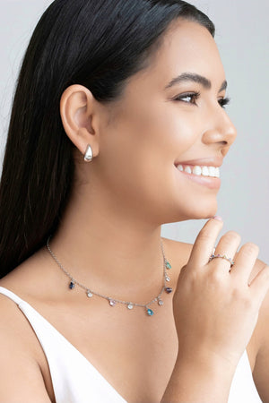 Brinco Gota Lisa 1.7 cm Ródio Branco