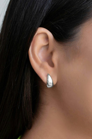 Brinco Gota Lisa 1.7 cm Ródio Branco