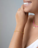 Pulseira Bolinhas Coloridas 2 mm Banhado a Ouro 18K