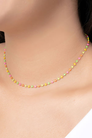 Choker Bolinhas Coloridas 2 mm Banhado a Ouro 18K