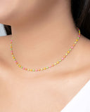 Choker Bolinhas Coloridas 2 mm Banhado a Ouro 18K