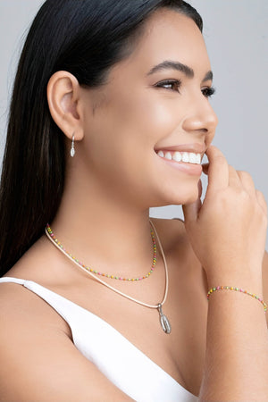 Choker Bolinhas Coloridas 2 mm Ródio Branco