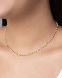 Choker Bolinhas Coloridas 2 mm Ródio Branco