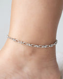 Tornozeleira Elos Ovais 6 mm Ródio Branco