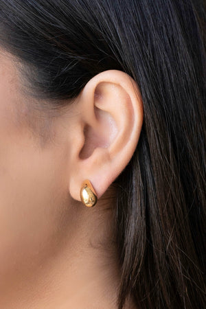 Brinco Gota Lisa ABS 1.6 cm Banhado a Ouro 18K